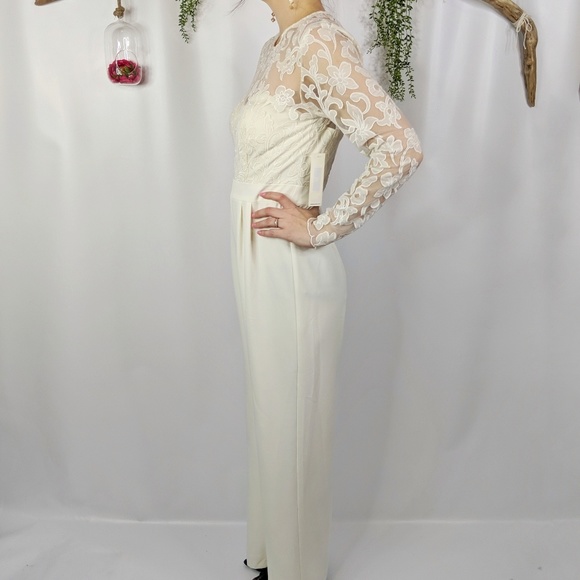 ELIZA J. embroidered top white jumpsuit crepe 0994 - Picture 5 of 7